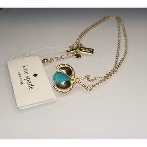 KATE SPADE New York  Faceted Green Gold Tone UNWANTED VISITOR LADYBUG Necklace